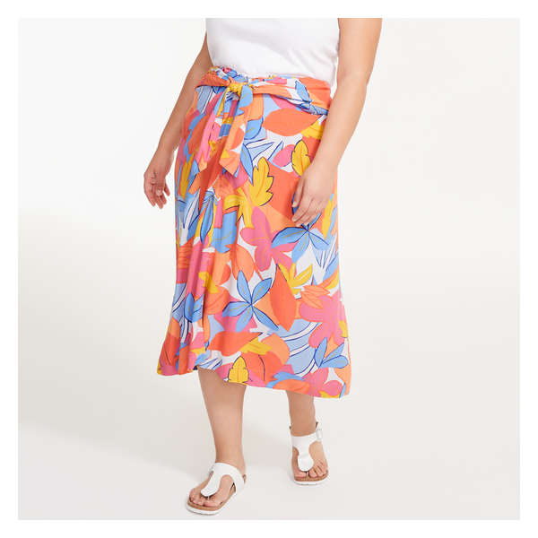 Women+ Printed Wrap Skirt - Light Coral